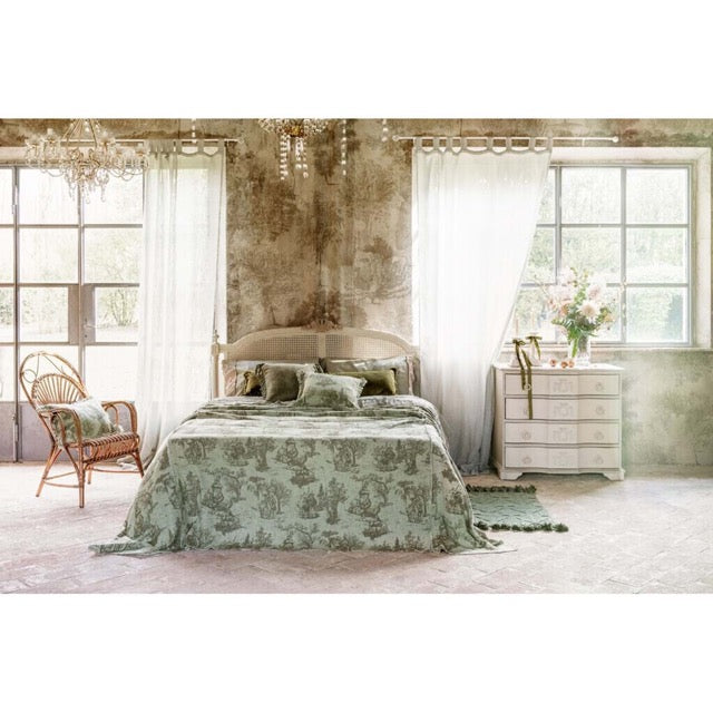 Guanciale verde Toile de Jouy