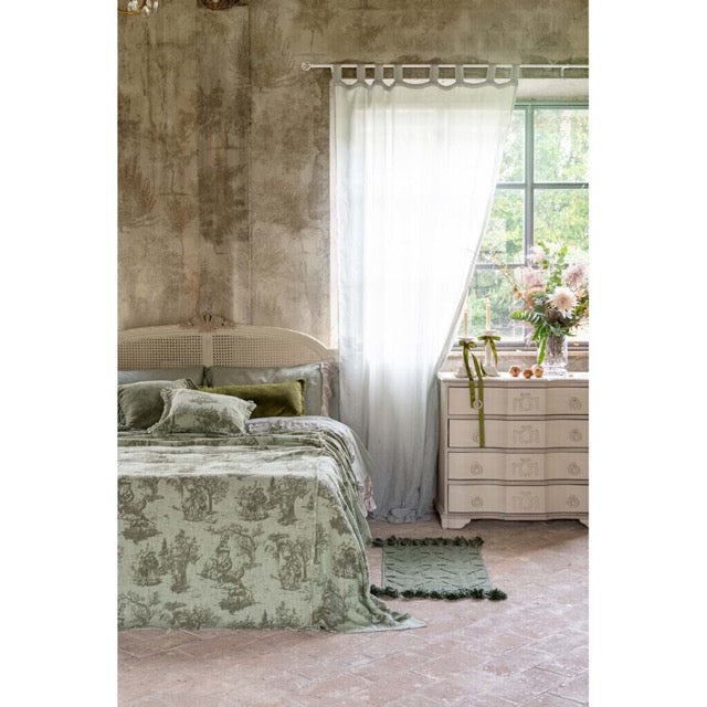 Guanciale verde Toile de Jouy