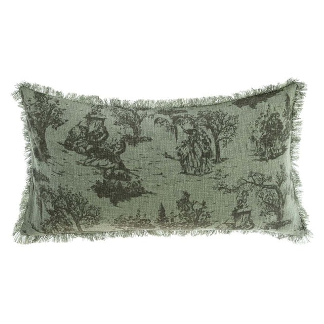 Guanciale verde Toile de Jouy