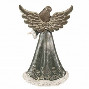 Decorazione Angelo color grigio con uccellino