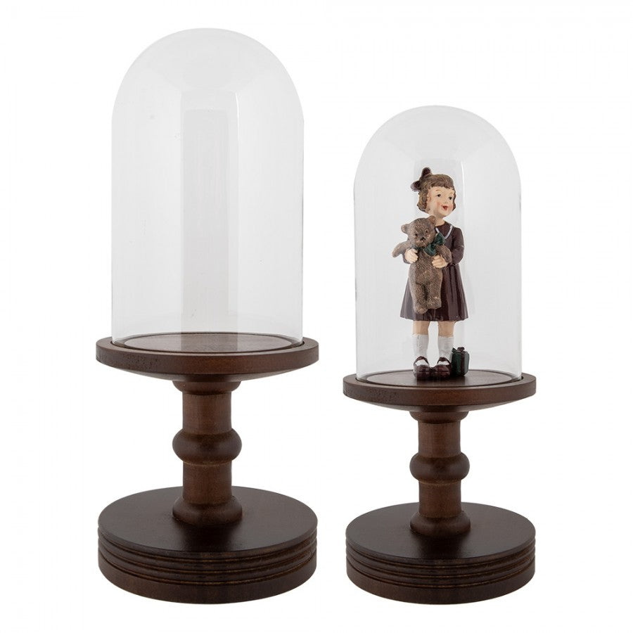 Cloche/Coprivivande in legno con coperchio in vetro