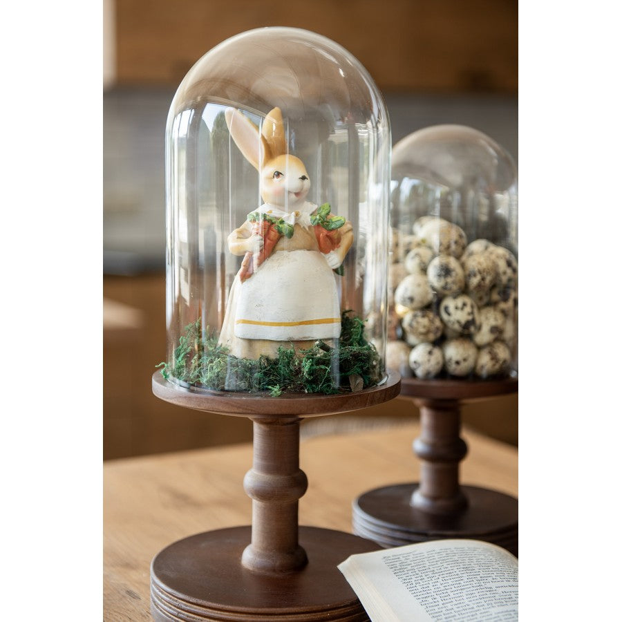Cloche/Coprivivande in legno con coperchio in vetro