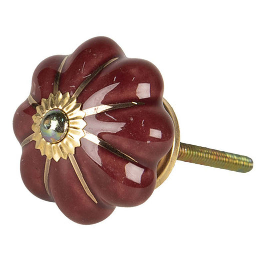 Pomello ceramica fiore rosso