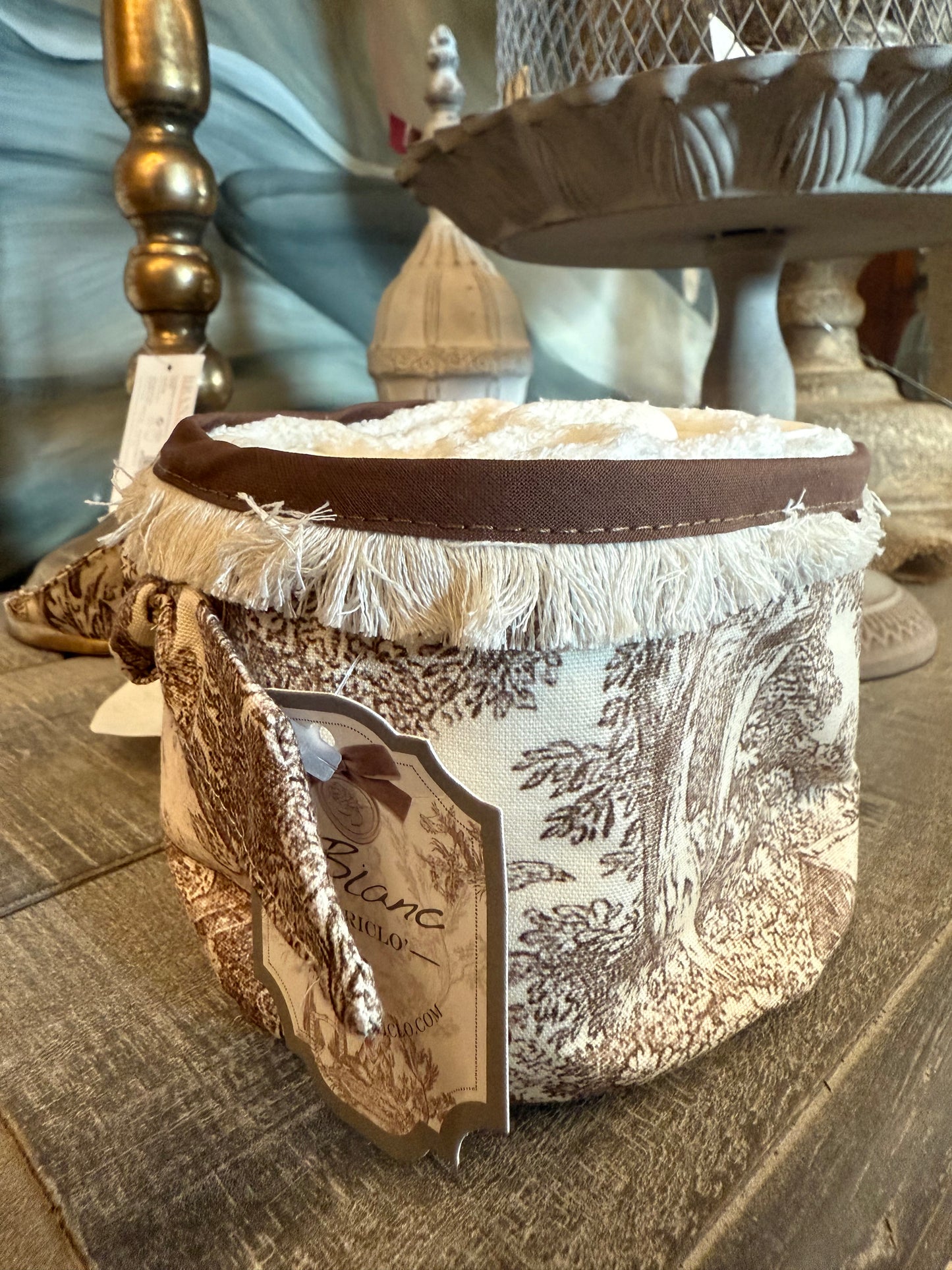 Cestino lavette Toile De Jouy marrone