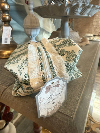 Pochette da viaggio Toilette De Jouy Blanc Mariclò verde