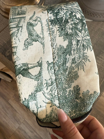 Pochette da viaggio Toilette De Jouy Blanc Mariclò verde