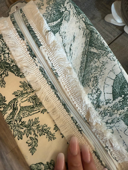 Pochette da viaggio Toilette De Jouy Blanc Mariclò verde
