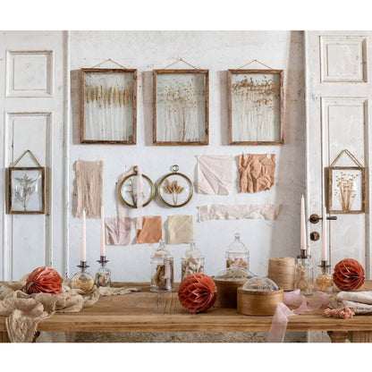 Porta candela in vetro con decorazioni floreali