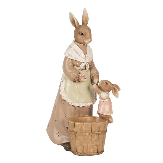Statuetta decorativa Mamma coniglia con figlia