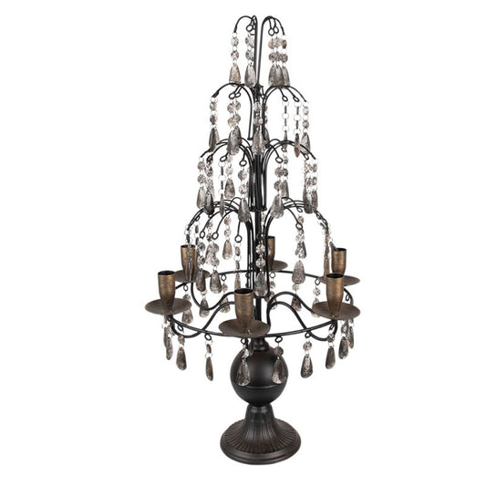 Candelabro in metallo nero con gocce anticate stile barocco