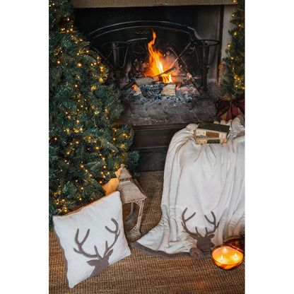 Set plaid sherpa + cuscino con renna