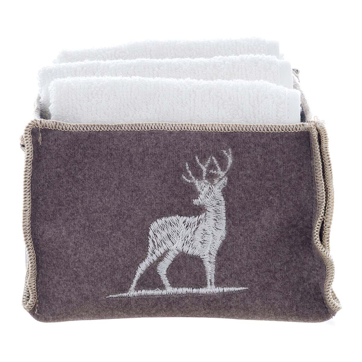 Cestino in cotone con fantasia invernale + 3 lavette