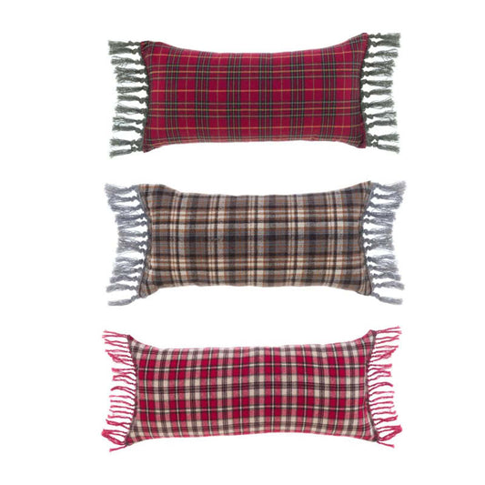 Cuscino tartan con frange