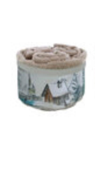 Cestini + 3 lavette in spugna con fascia decorativa invernale