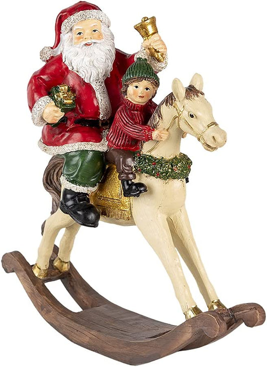 Babbo Natale su cavallo a dondolo