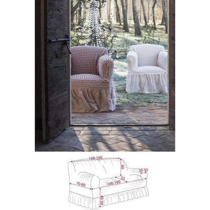 Copridivano 2 posti con braccioli Beige Copridivano 2 posti con braccioli Beige