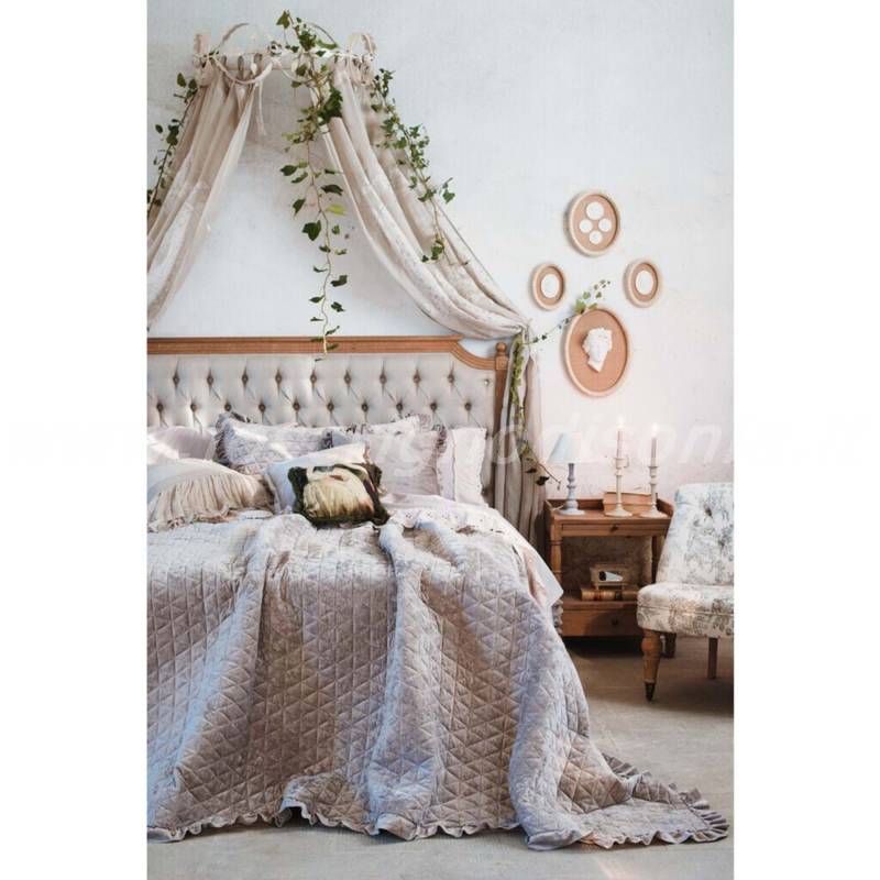 Boutis, parure matrimoniale Beige